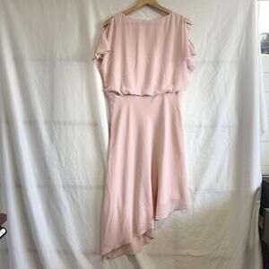 IRIS & INK Blush Asymmetrical Midi Dress UK 12 / US 8
